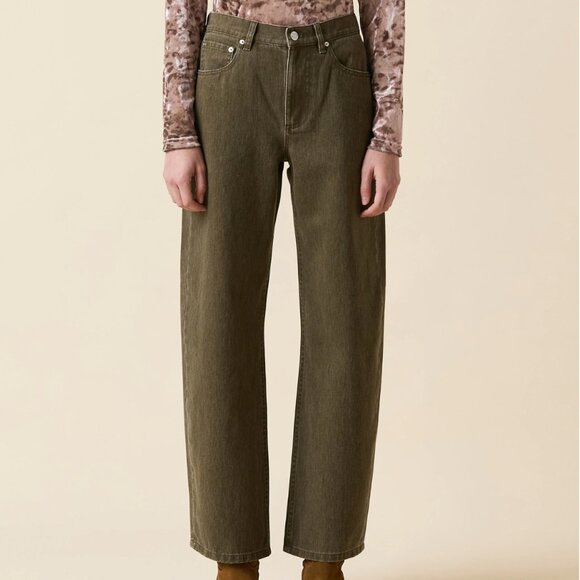 778. LE JEAN Nomad Ankle Olive Branch Green Denim $278 NWT Sz 26 - Picture 4 of 5